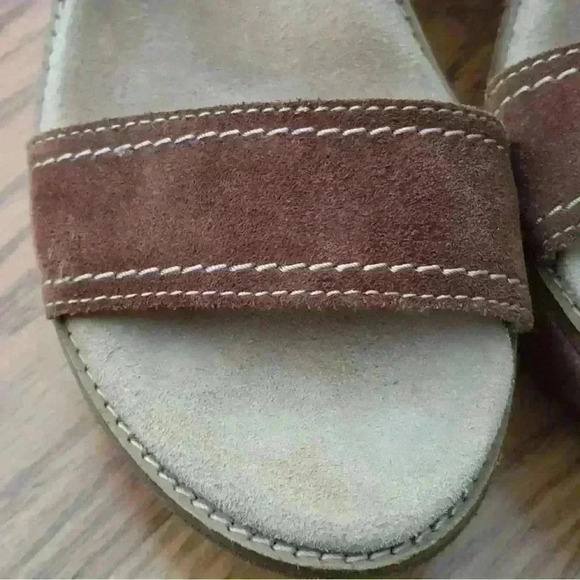 Clarks Artisan Aisley Orchid Platform Wedge Sandals Tan Suede Neutral Two Tone - Picture 8 of 11